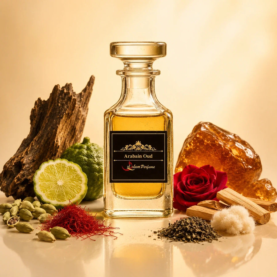 Arabian Oud Attar – Deep Smoky Oud, Saffron & Rose Alcohol-Free Perfume Oil | Al-Qalam Perfume Perfume Oils by Al-Qalam Perfume – alcohol-free perfume, arabian oud attar, Attar.