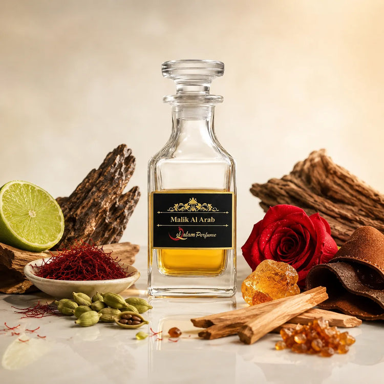 Malik Al-Arab Attar – Saffron, Oud, Rose & Leather Alcohol-Free Perfume Oil | Al-Qalam Perfume Perfume Oils by Al-Qalam Perfume – Attar, malik al-arab.