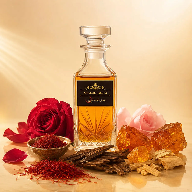 Mukhallat Maliki – Royal Oud, Rose & Saffron Alcohol-Free Attar | Al-Qalam Perfume Attars by Al-Qalam Perfume – Al-Qalam Perfume, Alcohol Free, Alcohol-Free Attar.