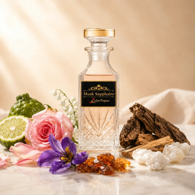 Musk Sapphaire Attar – Rose, Orris, Oud & Amber Alcohol-Free Perfume Oil | Al-Qalam Perfume Attars by Al-Qalam Perfume – Ajmal Blue, al qalam-diwali, Al-Qalam Perfume.