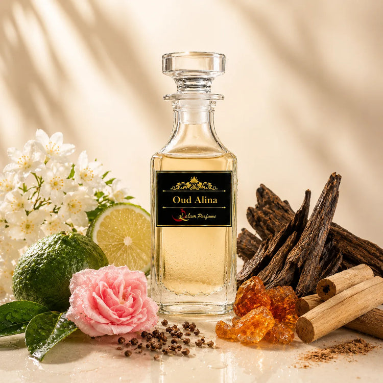 Oud Alina Attar – Citrus, Jasmine, Oud & Sandalwood Alcohol-Free Perfume Oil | Al-Qalam Perfume Perfume Oils by Al-Qalam Perfume – Al-Qalam Perfume, Alcohol-Free Attar, Amber Attar.