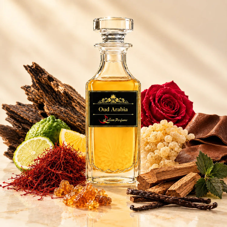 Oud Arabia Attar – Saffron, Rose & Frankincense Oud Alcohol-Free Perfume Oil | Al-Qalam Perfume Attars by Al-Qalam Perfume – Ajmal Blue, al qalam-diwali, Al-Qalam Perfume.