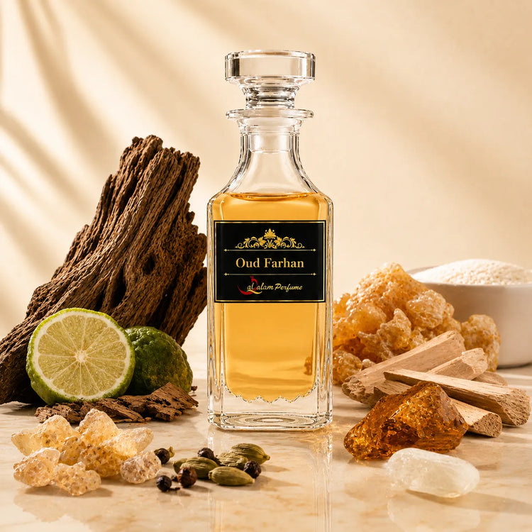 Oud Farhan Attar – Bergamot, Resinous Oud & Amber Alcohol-Free Perfume Oil | Al-Qalam Perfume Attars by Al-Qalam Perfume – Al-Qalam Perfume, Alcohol-Free Attar, Amber Attar.