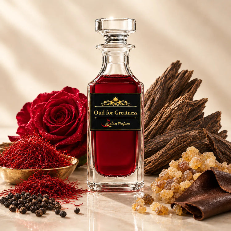 Oud for Greatness Attar – Saffron, Oud, Rose & Frankincense Alcohol-Free Perfume Oil | Al-Qalam Perfume Attars by Al-Qalam Perfume – Ajmal Blue, al qalam-diwali, Al-Qalam Perfume.