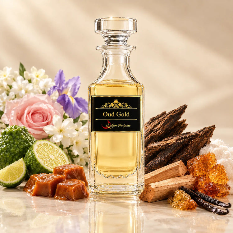 Oud Gold Attar – Caramel, Rose & Ambery Oud Alcohol-Free Perfume Oil | Al-Qalam Perfume Perfume Oils by Al-Qalam Perfume – Ajmal Blue, al qalam-diwali, Alcohol-Free Attar.