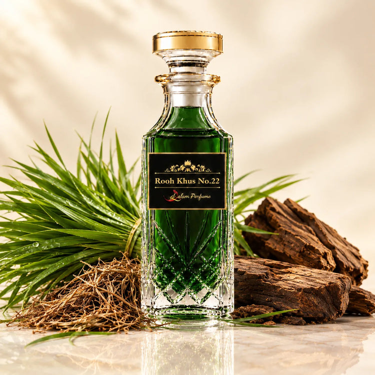 Rooh Khus No.22 Attar – Fresh Green Vetiver Alcohol-Free Perfume Oil | Al-Qalam Perfume Attars by Al-Qalam Perfume – Al-Qalam Perfume, Alcohol-Free Attar, AQP0082.