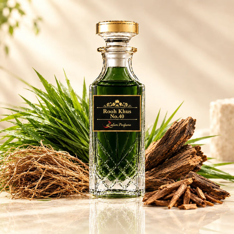 Rooh Khus No.40 Attar – Premium Green Vetiver Alcohol-Free Perfume Oil | Al-Qalam Perfume Attars by Al-Qalam Perfume – Al-Qalam Perfume, Alcohol-Free Attar, AQP0083.