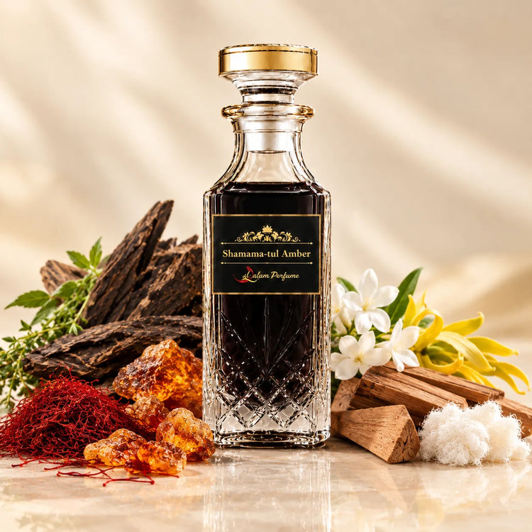 Shamama-tul Amber Attar – Saffron, Oud & Amber Alcohol-Free Perfume Oil | Al-Qalam Perfume Perfume Oils by Al-Qalam Perfume – Al-Qalam Perfume, Alcohol-Free Attar, Amber Attar.
