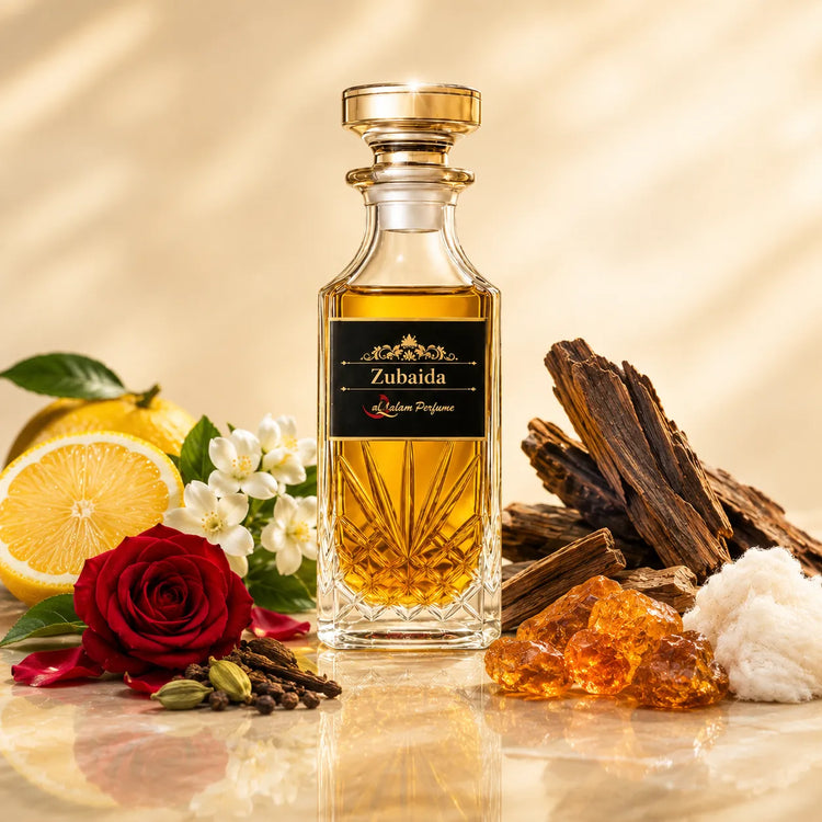 Zubaida Attar – Floral Spice, Warm Woods Sensual Musk Alcohol-Free Perfume Oil | Al-Qalam Perfume Perfume Oils by Al-Qalam Perfume – Al-Qalam Perfume, Alcohol-Free Attar, Amber Attar.