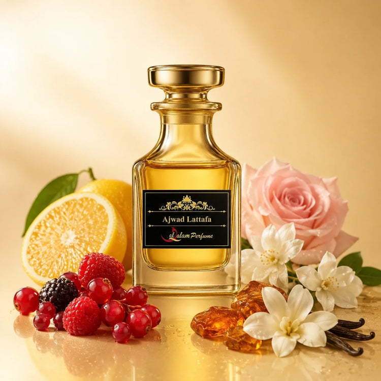 Ajwad Lattafa Attar – Sweet Fruity Floral Alcohol-Free Perfume Oil | Al-Qalam Perfume Perfume Oils by Al-Qalam Perfume – Ajwad Lattafa, Al-Qalam Perfume, Alcohol-Free Attar.