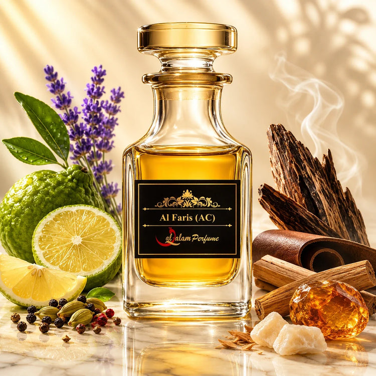 Al Faris AC Attar – Concentrated Woody Amber Alcohol-Free Perfume Oil for Men | Al-Qalam Perfume Perfume Oils by Al-Qalam Perfume – alcohol-free perfume, best oud attar India, buy attar online.