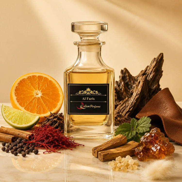 Al Faris Attar – Royal Woody Amber Alcohol-Free Perfume Oil for Men | Al-Qalam Perfume Perfume Oils by Al-Qalam Perfume – Al Faris, Al-Qalam Perfume, Alcohol-Free Attar.