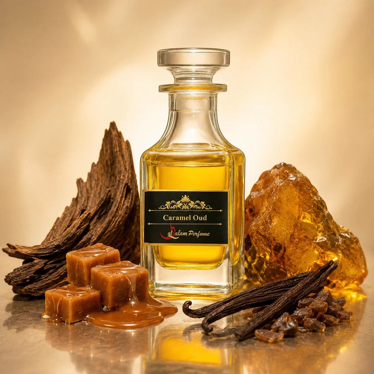 Caramel Oud Attar – Caramel, Saffron, Oud & Vanilla Alcohol-Free Perfume Oil | Al-Qalam Perfume Perfume Oils by Al-Qalam Perfume – al qalam-diwali, Attar, diwali-sale.
