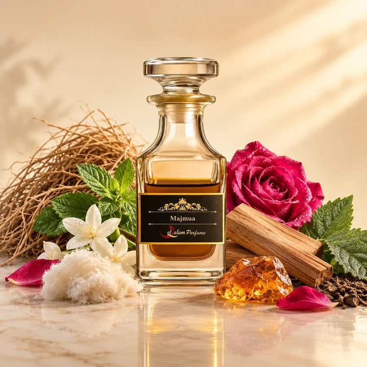 Majmua Attar – Vetiver, Sandalwood, Jasmine & Musk Alcohol-Free Perfume Oil | Al-Qalam Perfume Attars by Al-Qalam Perfume – Attar.