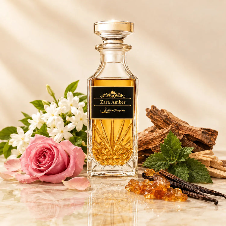 Zara Amber Attar – Warm Amber, Jasmine & Vanilla Alcohol-Free Perfume Oil | Al-Qalam Perfume Attars by Al-Qalam Perfume – Al-Qalam Perfume, Alcohol-Free Attar, Amber Attar.